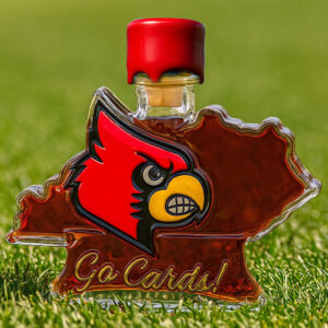 Louisville Cardinals Bourbon Decanter - Kentucky State Shaped Bottle with Go Cards Slogan & Crown Stopper