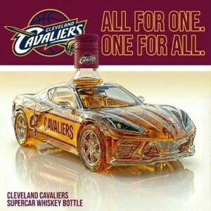 Cleveland Cavaliers Supercar Whiskey Bottle - NBA Collectible Glass Sports Car Decanter