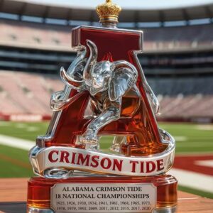Alabama Crimson Tide Whiskey Bottle - National Champions Trophy Decanter with Elephant Mascot