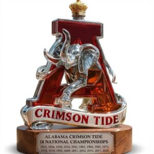 Alabama Crimson Tide Whiskey Bottle - National Champions Trophy Decanter with Elephant Mascot