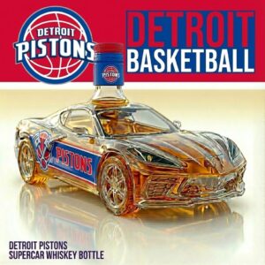 Detroit Pistons Supercar Whiskey Bottle - NBA Collectible Glass Sports Car Liquor Decanter