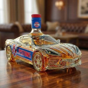 Detroit Pistons Supercar Whiskey Bottle - NBA Collectible Glass Sports Car Liquor Decanter