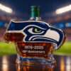 Seattle Seahawks Whiskey Bottle - 49th Anniversary Commemorative Logo Shaped Decanter