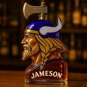 Minnesota Vikings Customize Bottle - Collectible Viking Head Decanter with Axe Stopper