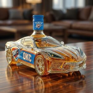 Oklahoma City Thunder Supercar Whiskey Bottle - NBA Collectible Glass Car Decanter