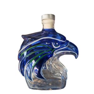 Seattle Seahawks Whiskey Decanter - Eagle Head Shaped Glass Bottle with Royal Crown Stopper