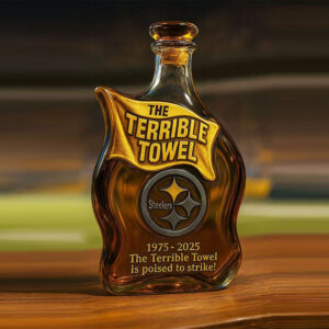 Pittsburgh Steelers Terrible Towel Decanter - 50th Anniversary Commemorative Liquor Bottle