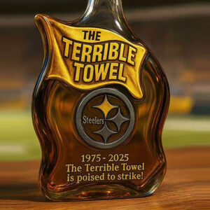Pittsburgh Steelers Terrible Towel Decanter - 50th Anniversary Commemorative Liquor Bottle
