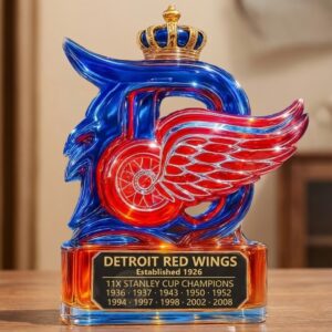Detroit Red Wings Whiskey Decanter - Commemorative NHL Logo Bottle with Crown Stopper