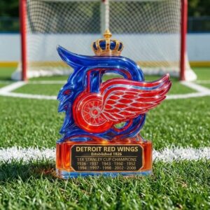 Detroit Red Wings Whiskey Decanter - Commemorative NHL Logo Bottle with Crown Stopper