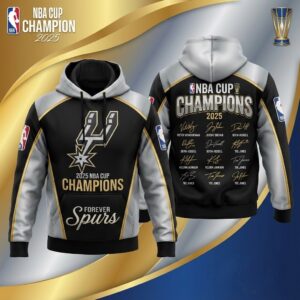 San Antonio Spurs 2025 NBA Cup Champions Hoodie - 3D All Over Print Apparel with Player Signatures