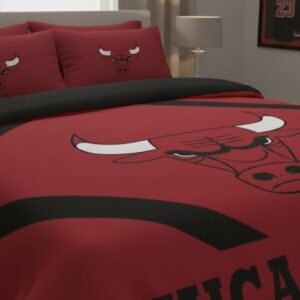 Chicago Bulls Bedding Set - NBA Basketball Themed Bedroom Decor with Duvet Cover and Pillowcases