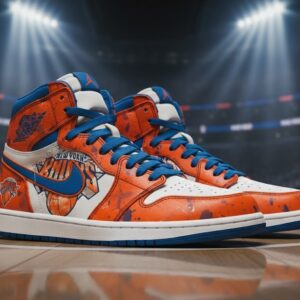 New York Knicks Air Jordan 1 - Custom Graffiti Art High Top Sneakers