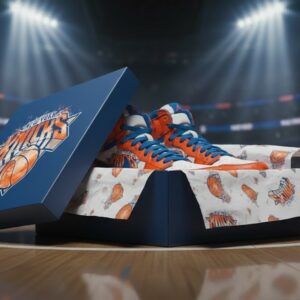 New York Knicks Air Jordan 1 - Custom Graffiti Art High Top Sneakers