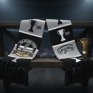 San Antonio Spurs 2025 Champions Scarf - Commemorative NBA Emirates Cup Knitted Fan Apparel