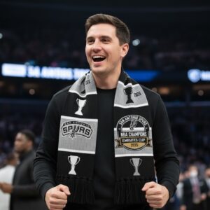 San Antonio Spurs 2025 Champions Scarf - Commemorative NBA Emirates Cup Knitted Fan Apparel