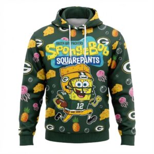 Green Bay Packers SpongeBob Hoodie - 3D All Over Print Cartoon NFL Sweatshirt