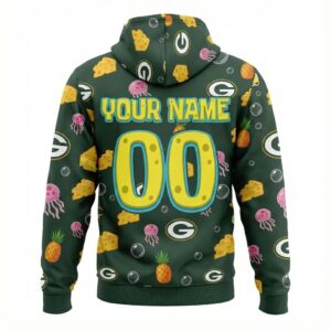 Green Bay Packers SpongeBob Hoodie - 3D All Over Print Cartoon NFL Sweatshirt