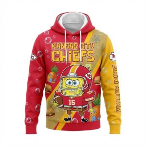 Kansas City Chiefs SpongeBob Hoodie - 3D Cartoon Crossover NFL Fan Gift