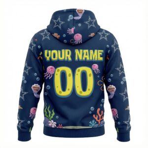 Dallas Cowboys SpongeBob SquarePants Hoodie - NFL Cartoon Crossover 3D All Over Print Pullover