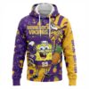 Minnesota Vikings SpongeBob Hoodie - 3D All Over Print Cartoon Crossover NFL Fan Gift