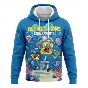 Detroit Lions Spongebob Squarepants Hoodie - 3D All Over Print Cartoon NFL Fan Apparel