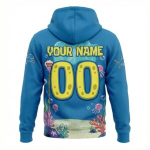 Detroit Lions Spongebob Squarepants Hoodie - 3D All Over Print Cartoon NFL Fan Apparel