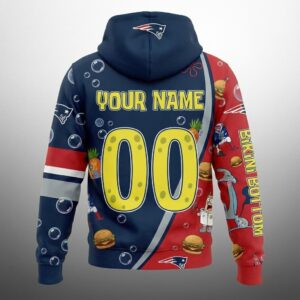 New England Patriots SpongeBob Hoodie - 3D All-Over Print NFL Cartoon Crossover Fan Gift