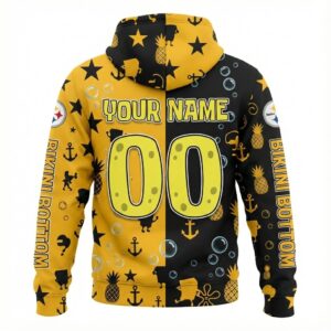 Pittsburgh Steelers SpongeBob Hoodie - 3D All Over Print Cartoon Football Fan Gift