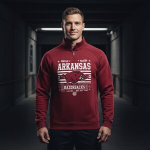 Arkansas Razorbacks Quarter Zip Pullover - Vintage Style SEC Football Fan Sweatshirt