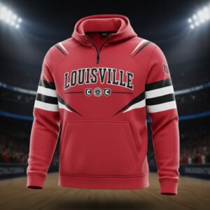 Louisville Cardinals Quarter-Zip Hoodie - Red NCAA Fan Apparel with Striped Sleeves
