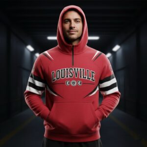 Louisville Cardinals Quarter-Zip Hoodie - Red NCAA Fan Apparel with Striped Sleeves