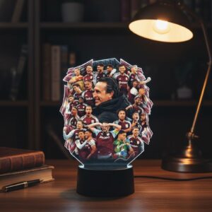 Aston Villa Football Club 3D Lamp - LED Night Light with Unai Emery & Team Collage