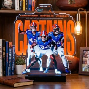 Florida Gators Captains LED Lamp - 3D Illusion Night Light, Custom Football Player Memorabilia