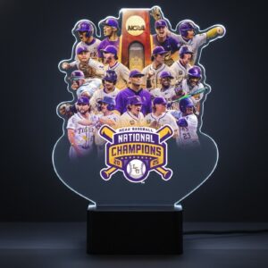 Louisiana State University Tigers 2023 Champions Lamp - NCAA Baseball 3D LED Night Light