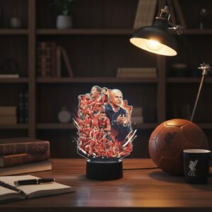 Liverpool Football Club Team Lamp - 3D Illusion LED Night Light with Player Collage & Arne Slot