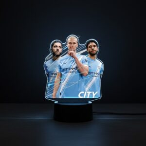 Manchester City Football Lamp - 3D Illusion LED Night Light with Erling Haaland