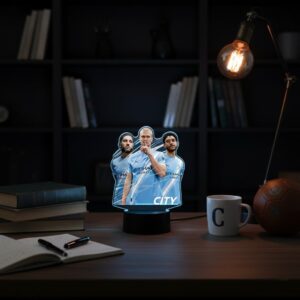 Manchester City Football Lamp - 3D Illusion LED Night Light with Erling Haaland