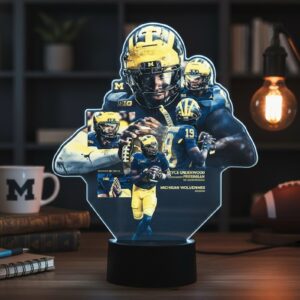 Bryce Underwood Michigan Wolverines Lamp - Custom Football Player Photo Collage LED Night Light