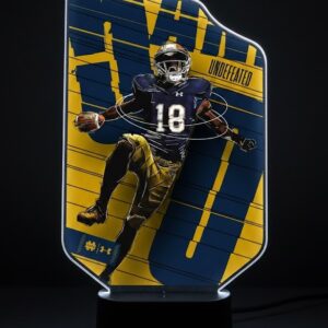 Notre Dame Fighting Irish 3D Lamp - NCAA Football Player LED Desk Light, Undefeated Season Decor
