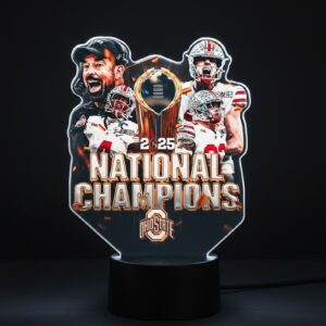 Ohio State Buckeyes 2025 National Champions Lamp - Custom LED Football Fan Night Light