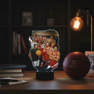 Alabama Crimson Tide Basketball Lamp - Personalized Team Photo 3D LED Night Light