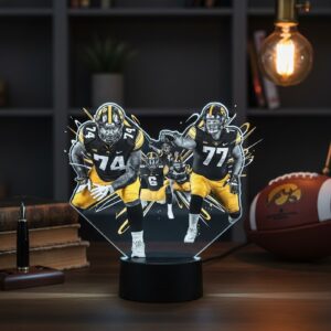 Iowa Hawkeyes Football 3D Lamp - Custom Acrylic LED Night Light, NCAA Fan Gift