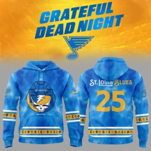 St. Louis Blues Grateful Dead Hoodie - Steal Your Face Tie-Dye Hockey Pullover Sweatshirt