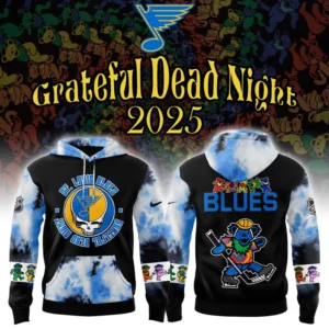 St. Louis Blues Grateful Dead Night Hoodie - 3D Tie-Dye Dancing Bear Hockey Fan Sweatshirt 2025