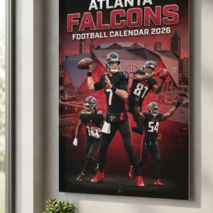 Atlanta Falcons Football Calendar 2026 - Spiral-Bound Wall Decor with Dynamic Player Collage for NFL Fans