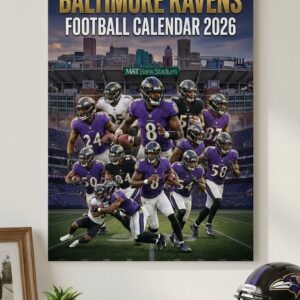 Baltimore Ravens 2026 Football Calendar - Spiral-Bound Wall Decor with Dynamic Player Photo Collage
