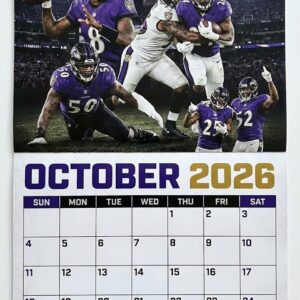 Baltimore Ravens 2026 Football Calendar - Spiral-Bound Wall Decor with Dynamic Player Photo Collage