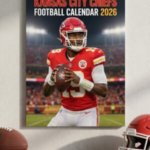 Kansas City Chiefs Football Calendar - 2026 Spiral Bound Wall Decor with Player Photo