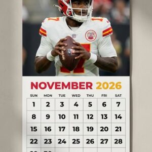 Kansas City Chiefs Football Calendar - 2026 Spiral Bound Wall Decor with Player Photo